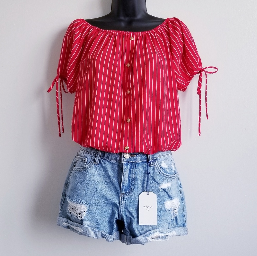 Red Striped Blouse